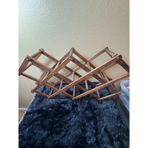 Vintage Wooden Collapsible Wine Rack For 10 Bottles - Picture 4 of 5
